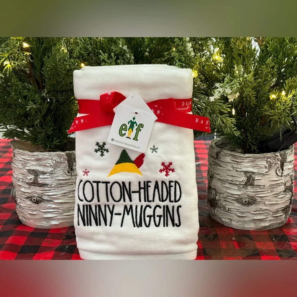 ✨ Brand NEW w/Tags Rae Dunn elf COTTON-HEADED NINNY-MUGGINS Hand Towel Set ✨